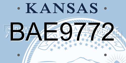 BAE9772 Kansas License Plate
