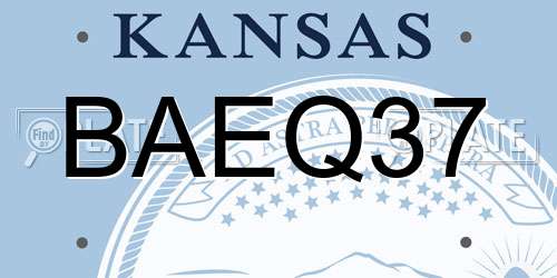 BAEQ37 Kansas License Plate