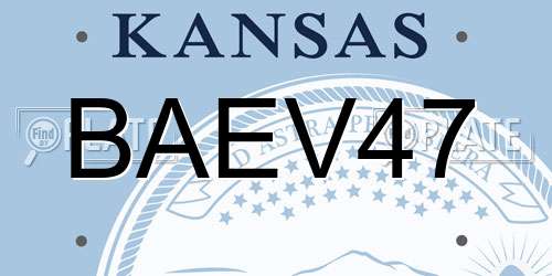 BAEV47 Kansas License Plate