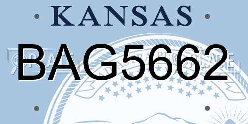 BAG5662 Kansas License Plate