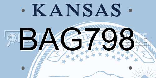 BAG798 Kansas License Plate
