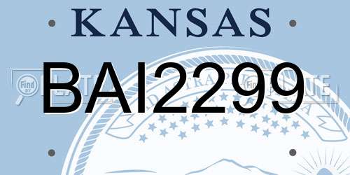 BAI2299 Kansas License Plate