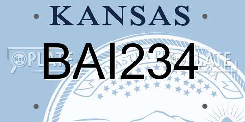 BAI234 Kansas License Plate