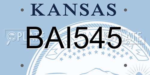 BAI545 Kansas License Plate