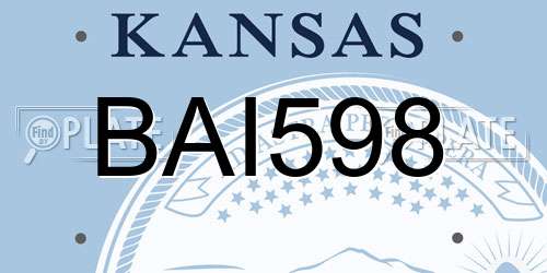 BAI598 Kansas License Plate