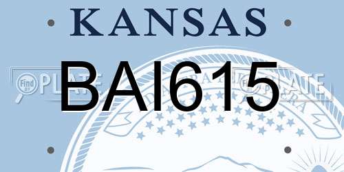 BAI615 Kansas License Plate