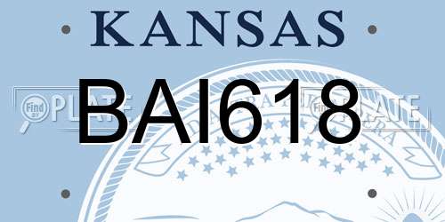 BAI618 Kansas License Plate