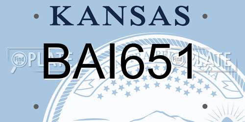 BAI651 Kansas License Plate