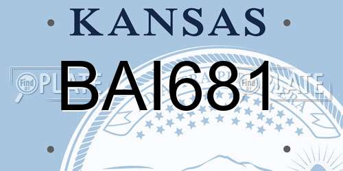 BAI681 Kansas License Plate
