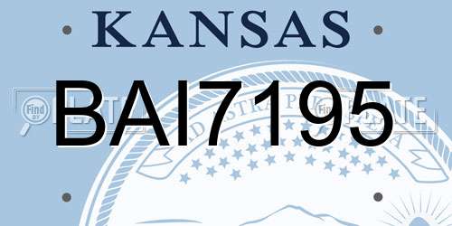 BAI7195 Kansas License Plate