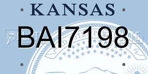 BAI7198 Kansas License Plate