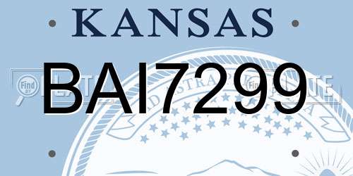 BAI7299 Kansas License Plate