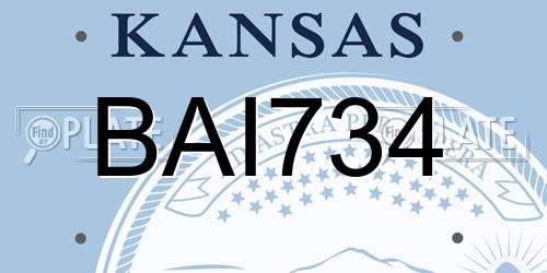 BAI734 Kansas License Plate