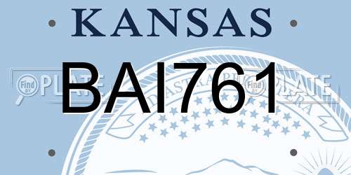 BAI761 Kansas License Plate