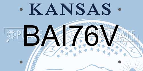 BAI76V Kansas License Plate