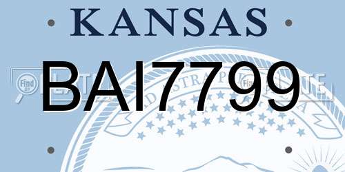 BAI7799 Kansas License Plate