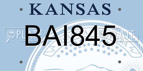 BAI845 Kansas License Plate