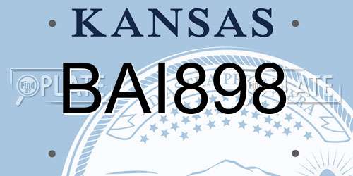 BAI898 Kansas License Plate