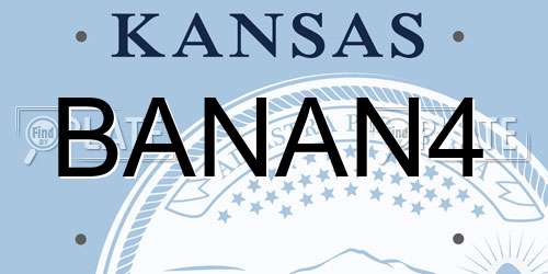 BANAN4 Kansas License Plate
