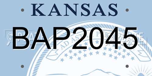 BAP2045 Kansas License Plate