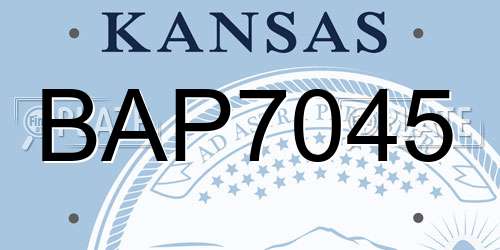 BAP7045 Kansas License Plate