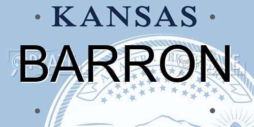 BARRON Kansas License Plate