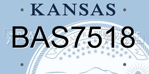 BAS7518 Kansas License Plate