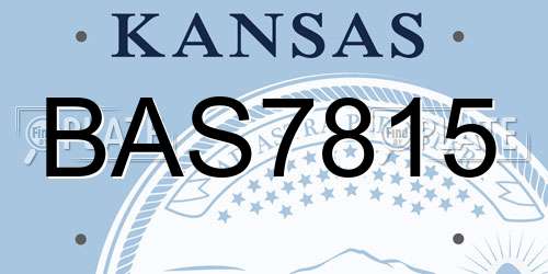 BAS7815 Kansas License Plate
