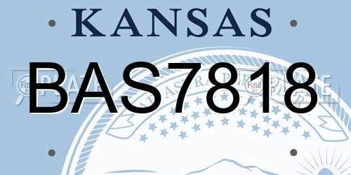 BAS7818 Kansas License Plate