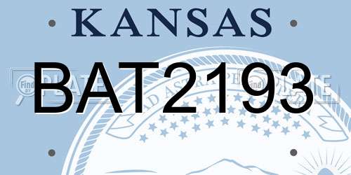 BAT2193 Kansas License Plate