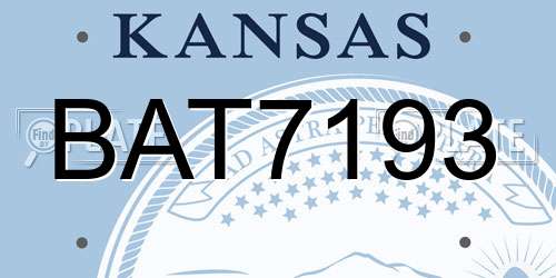 BAT7193 Kansas License Plate