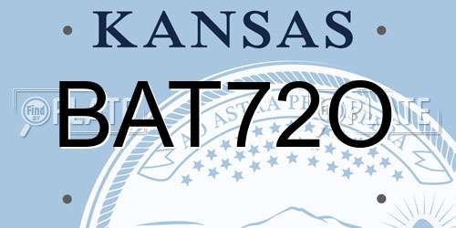 BAT72O Kansas License Plate