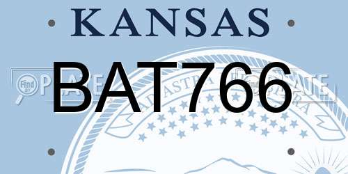 BAT766 Kansas License Plate