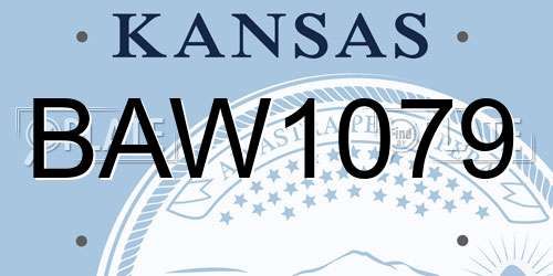 BAW1079 Kansas License Plate