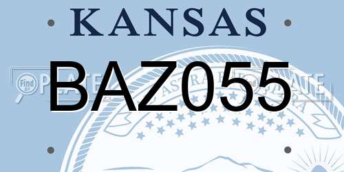 BAZ055 Kansas License Plate