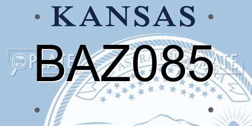 BAZ085 Kansas License Plate