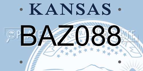 BAZ088 Kansas License Plate