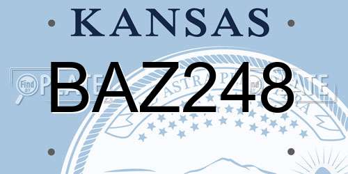 BAZ248 Kansas License Plate