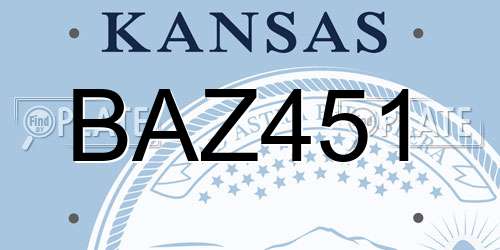 BAZ451 Kansas License Plate