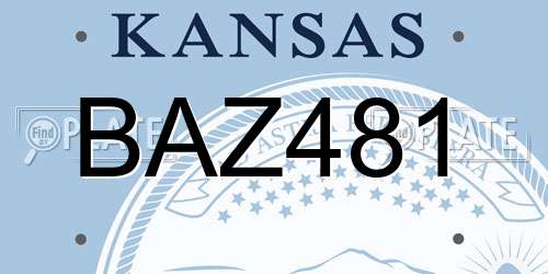 BAZ481 Kansas License Plate