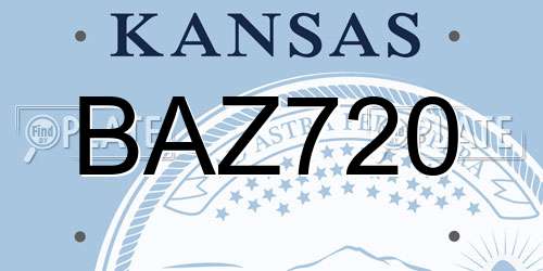 BAZ720 Kansas License Plate