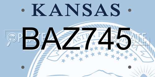 BAZ745 Kansas License Plate