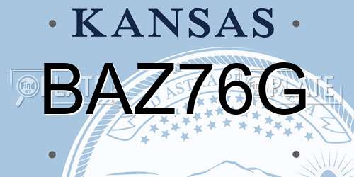 BAZ76G Kansas License Plate