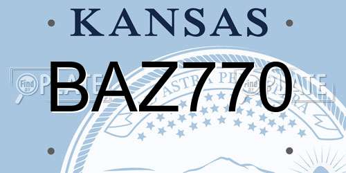 BAZ770 Kansas License Plate