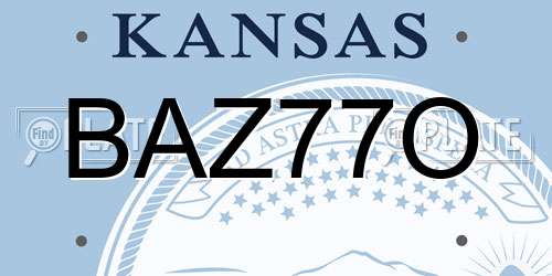 BAZ77O Kansas License Plate