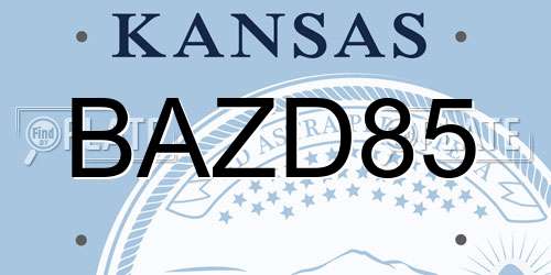 BAZD85 Kansas License Plate