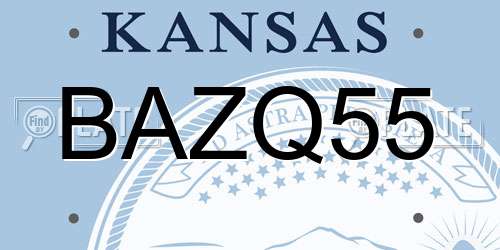 BAZQ55 Kansas License Plate