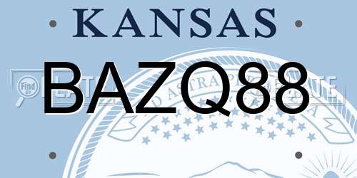 BAZQ88 Kansas License Plate