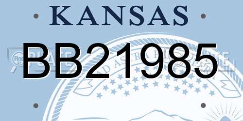 BB21985 Kansas License Plate