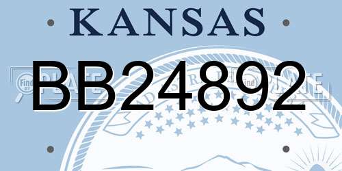 BB24892 Kansas License Plate